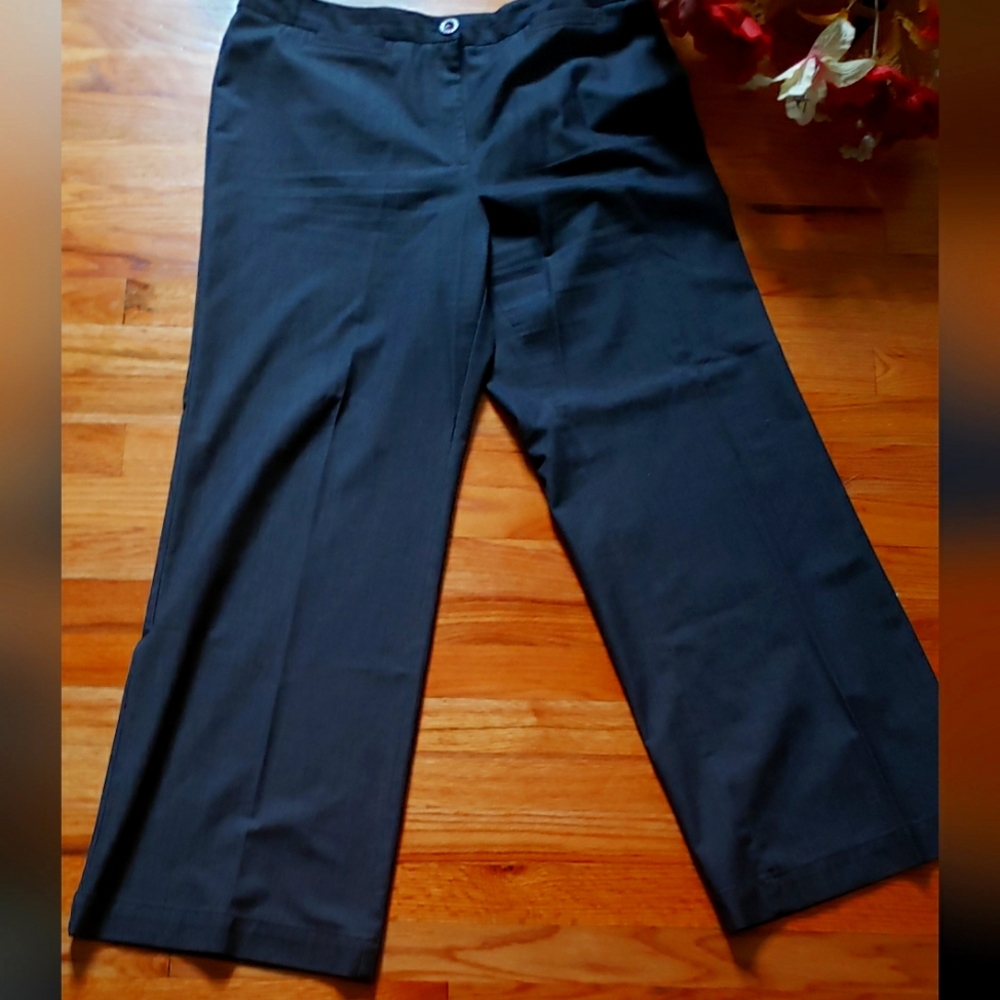 J JILL  Womens BLACK STRETCH WIDE LEG DENIM slacks  MID RISE JEANS 16